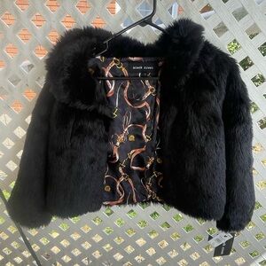 Black Rivet ladies jacket black faux fur
